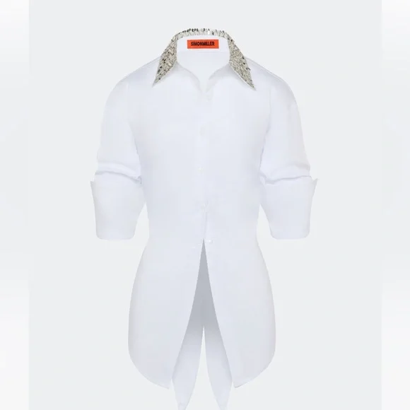 Simon Miller LOCH EMBELLISHED BUTTON UP IN MACADAMIA - Picture 5 of 6